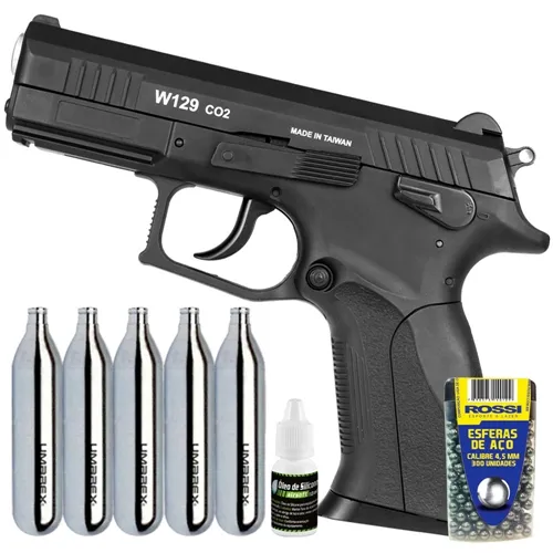 Revólver Pressão M701 Co2 Preto Full Metal 4.5mm Completo - Image 1